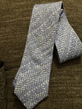 Ted Baker London Men's Light Blue Silk Blend Geo Tie Linen