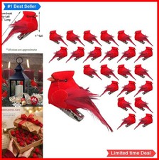 Cardinal Ornaments Set of 24 Clip-On Red Birds 2 Inch Feathered Wings Christmas