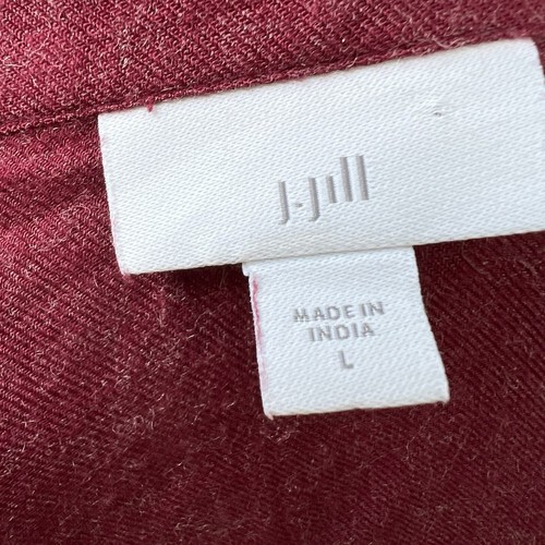 Camisa J. Jill Talla L Roja Cuello en Niveles Manga Larga Botones Borgoña - Imagen 7 de 7