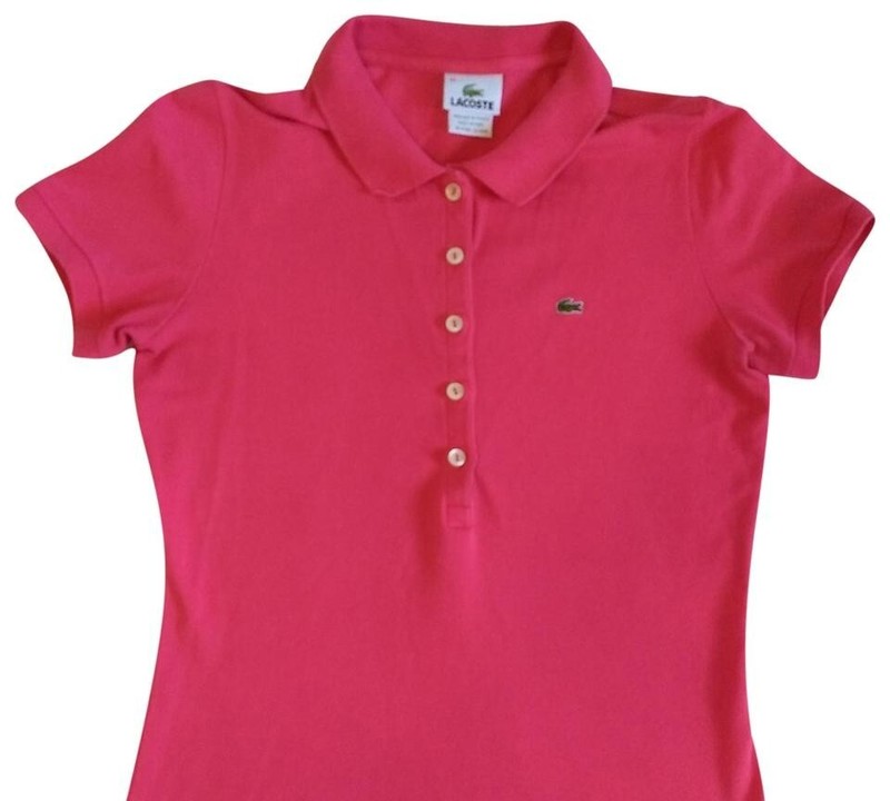 Lacoste  Girls Shirt  34 Red/Pink  Button Up Collar Short Sleeve 
