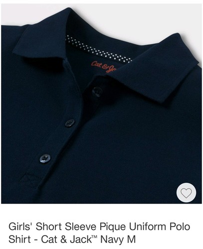 Lot of 2 Girls' Short sleeve pique Uniform Polo shirt - Cat & Jack Choose Color - Picture 2 of 24