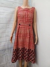 Merona Dress Fit & Flare Red Beige Sleeveless Ginghan Sz 8