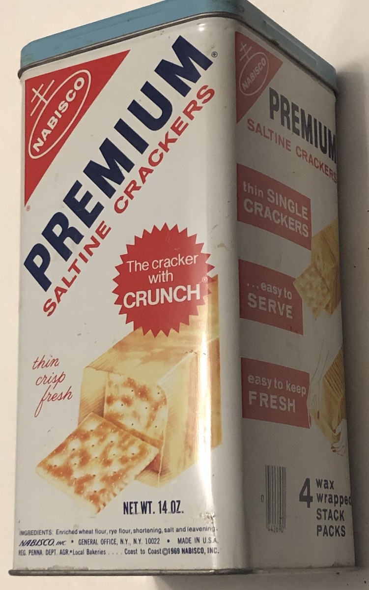 Vintage Copyright Date of 1969 Nabisco Premium Saltine Cracker Can