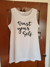 NWT ACTIV8 Women's XS White Trust Yourself Sleeveless Tank Shirt