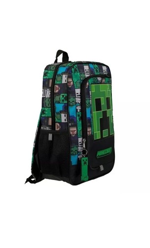 Minecraft Creeper 16" Reflective Tabs Backpack School Laptop Travel Bookbag NWT - Picture 2 of 5