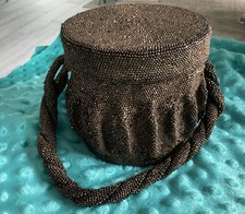 Dazzling Vintage Round Ruched Copper Beaded Handbag 1940 s