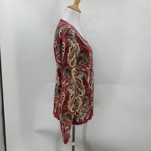 Talbots Cardigan Women L Large Pink Paisley Floral Button Front All Over Sweater - Picture 5 of 12