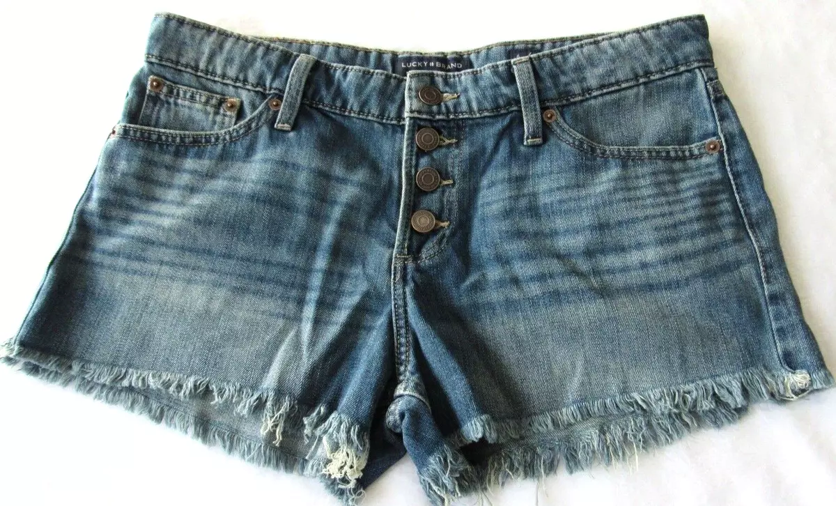 Lucky Brand Womens size 6/28 THE CUT-OFF Button Fly Shorts Blue Denim 32 x  2