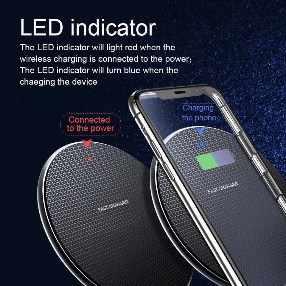 15W Wireless Charger Fast Charging Pad For iPhone 14 13 12 11 XS Pro Max XR X US - Image 2 of 4