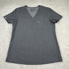 Figs Catarina One Pocket Scrub Top Gray Womens Small