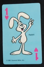 1981 General Mills Cereal Card Game Crazy Eights Rabbit 1 Hearts