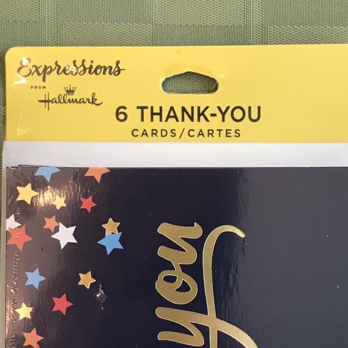 Hallmark Dankeskarten 2 Packungen à 6 insgesamt 12 Karten Navy Stars Goldfolie NEU - Bild 3 von 5