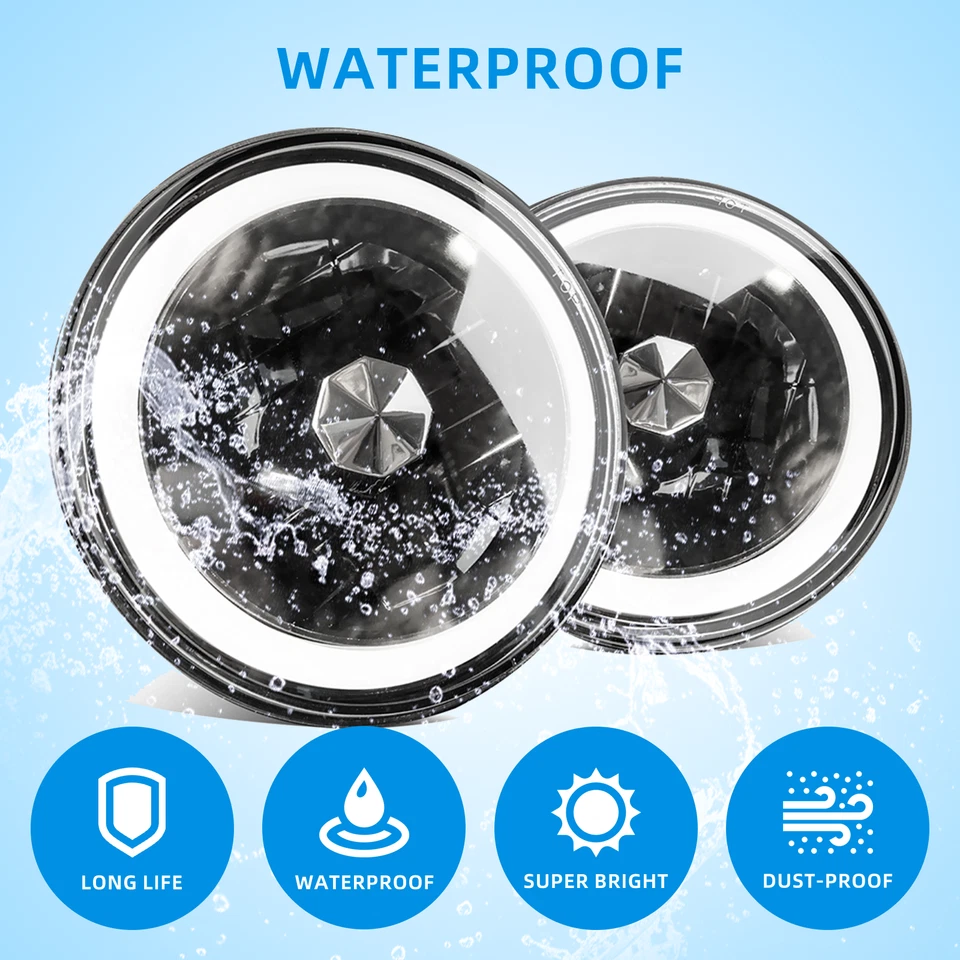 PAIR DOT 7" Inch LED Headlights DRL Turn Signal Combo For 2003-2007 Jeep Liberty - Image 2 of 4