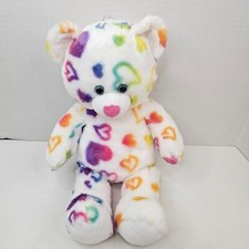 Build A Bear Rainbow Hearts Bear Tie Dye Plush Stuffed Animal Teddy Toy 2017