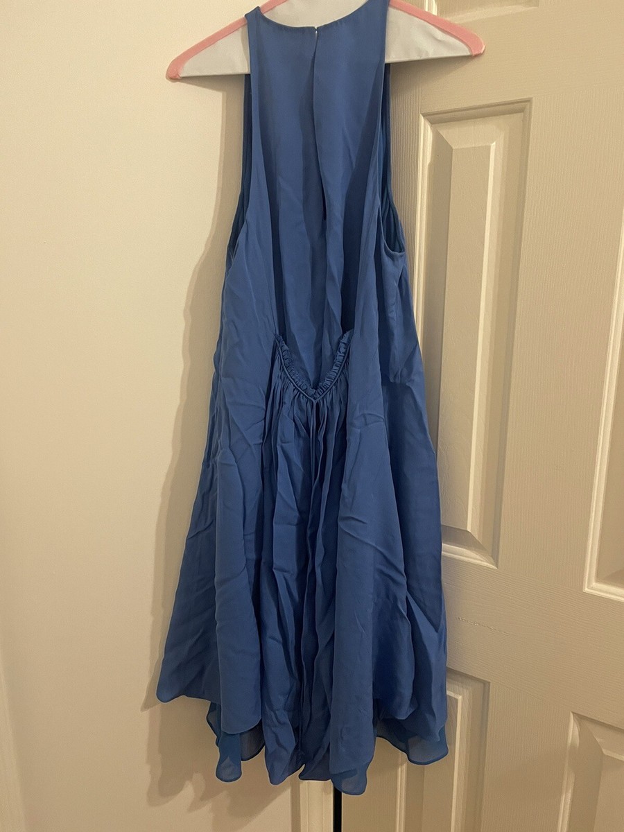 alberta ferretti blue lace dress Printed long linen dress