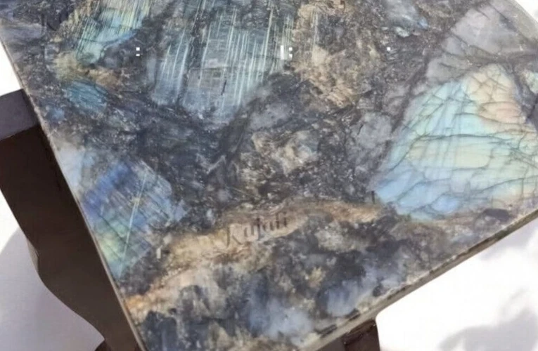 24"x15" Labradorite Stone Dining Table Crystal Healing Gemstone Countertop Decor - Image 2 of 4