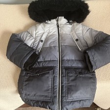MEMBERS MARK Used Hooded Puffer Jacket Black Gray Ombre - Boys Size 5
