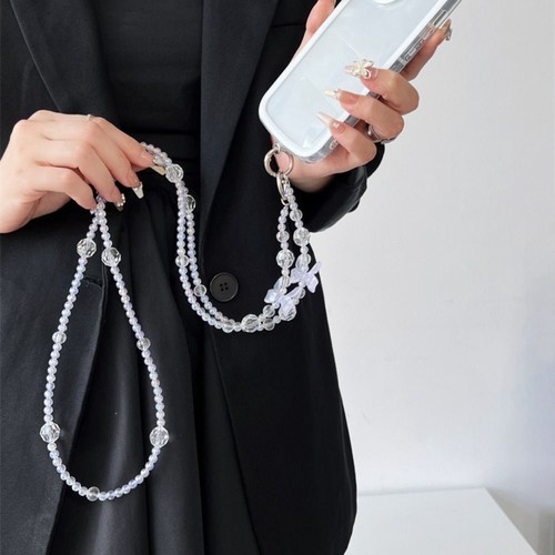 Bowknot Beaded Bowknot Phone Strap Anti-lost Wallet Necklace Chain Doll - Photo 7 sur 9
