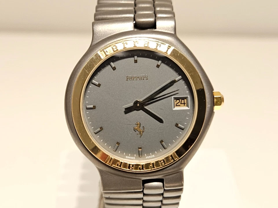 RELOJ SUIZO VINTAGE DE TITANIO Y ORO PUBLICIDAD DE COCHE "FERRARI" CUARZO DAMAS Foto 4 de 4