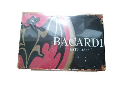 Bacardi Fledermaus weiß Rum Blechschild Plakette Männerhöhle Pub Bar Retro KOSTENLOSER VERSAND