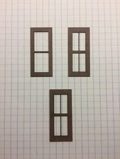 O Scale Laser Cut  Windows 4 Lites (10 Ct. Lot) 2-Piece 7/8" x 2" (SS-A-1)