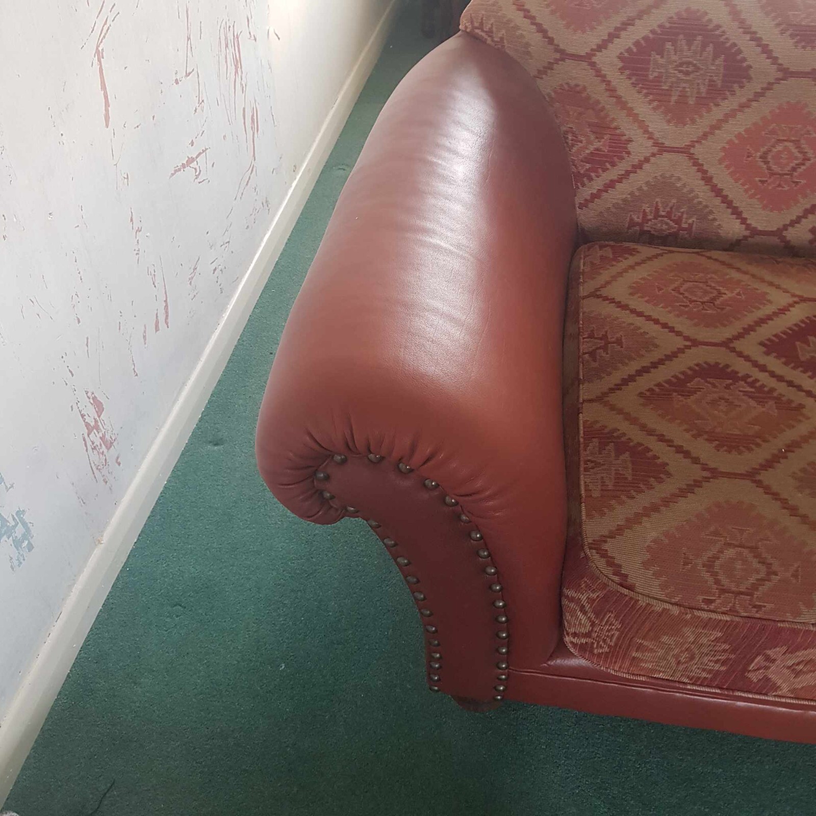 Pair of Tetrad Eastwood Grand Kilim And Leather Sofa Bargain Upgraded