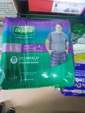 Depend Night Defense Men's Overnight Adult Incontinence Underwear, L, 14 Count