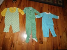 Healthtex Knit Rompers Handmade Flannel Pajamas w/ Feet Vintage Lot