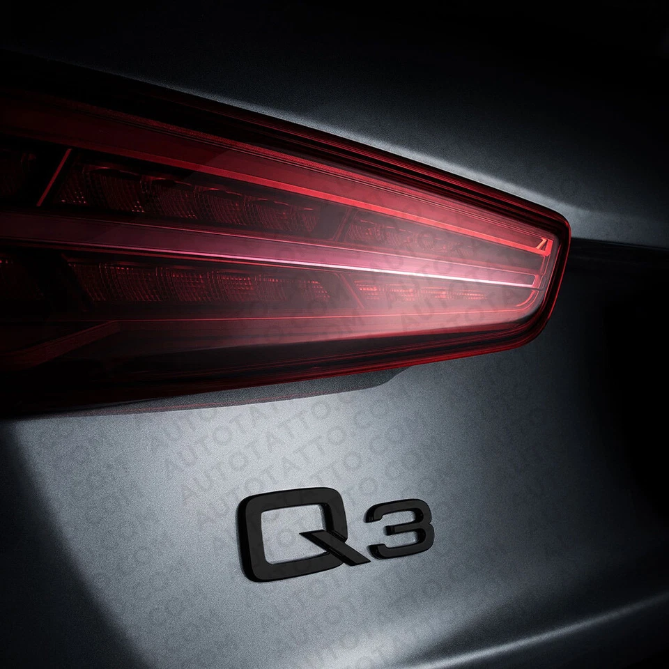 Placa de identificación de puerta levadiza trasera negra brillante Audi Q3 emblema maletero insignia deportivo Foto 4 de 4