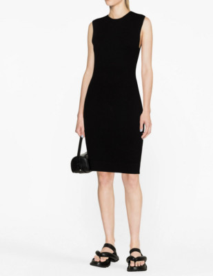 TOTEME Womens Sleeveless Round Neck Ribbed-Knit Dress in Black | eBay