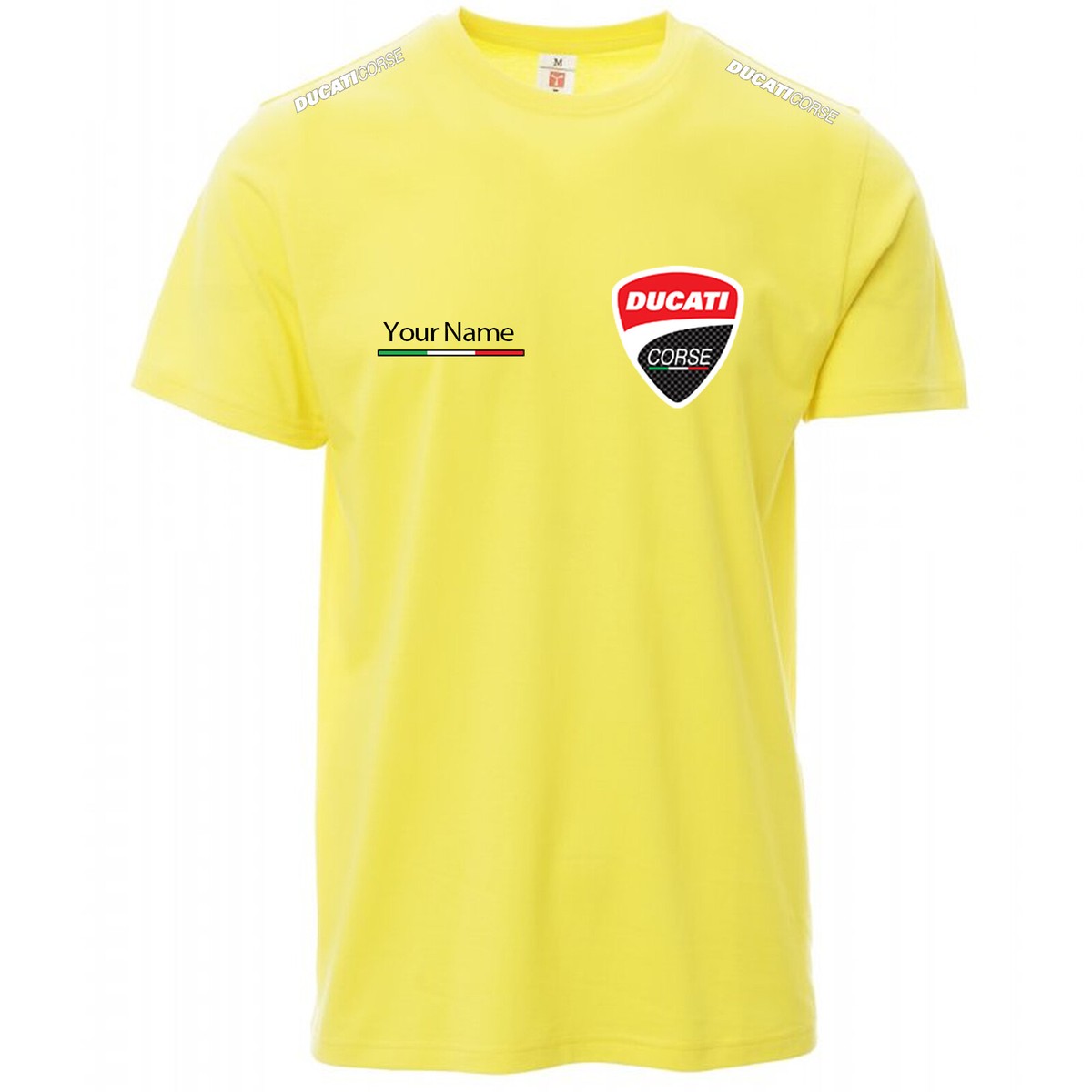 T-shirt Uomo Nera Con Stampa Ispirata A Ducati Corse – Maglietta Casual Idea Regalo Per Motociclisti