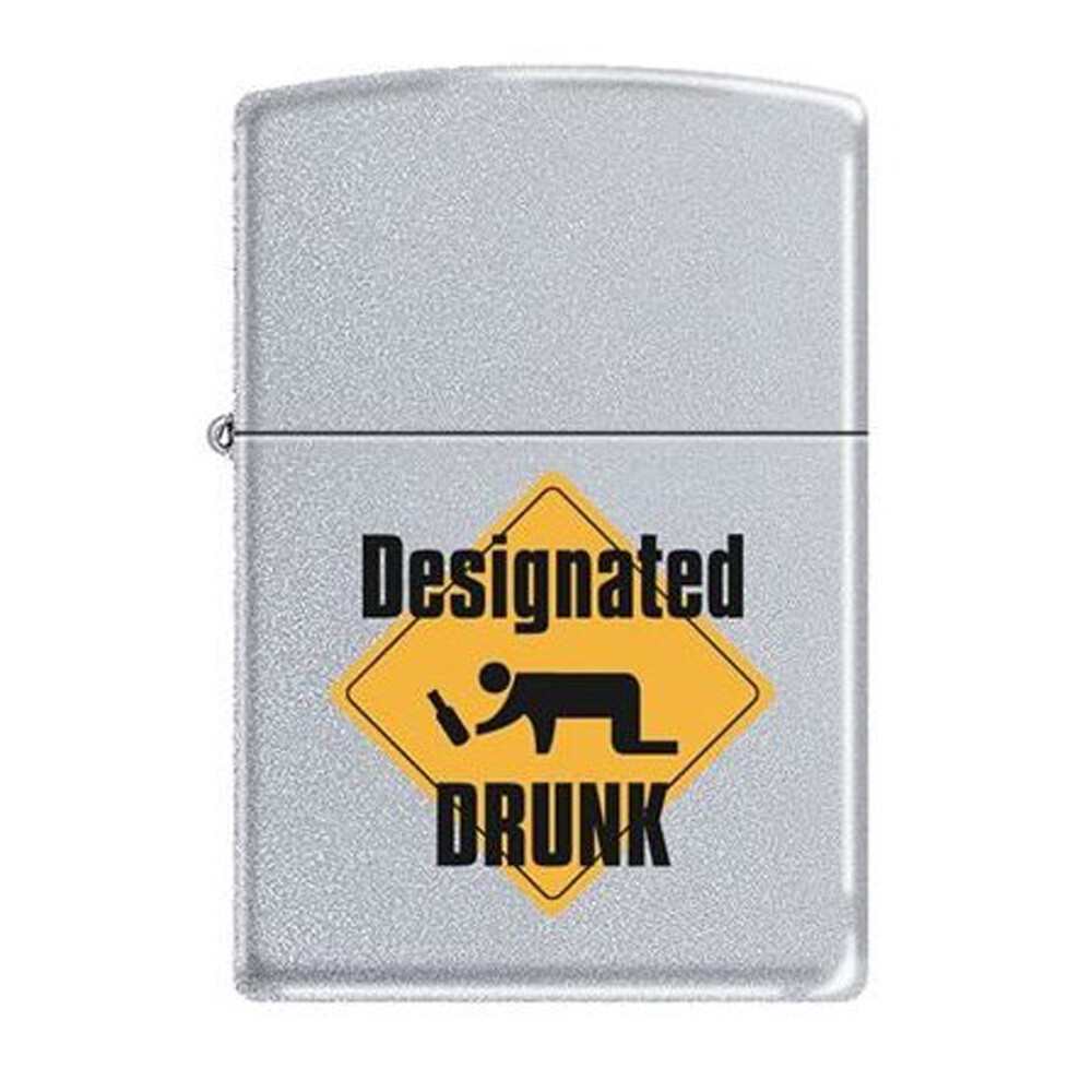 Ветрозащитная зажигалка Zippo Classic, предназначенная для питья, Сатинированный хром (205MP-DDRUNK)