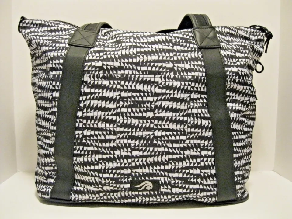 Ideology Duffel Satchel Tote Geo Print Shoe Compartment Black White - Image 3 of 4