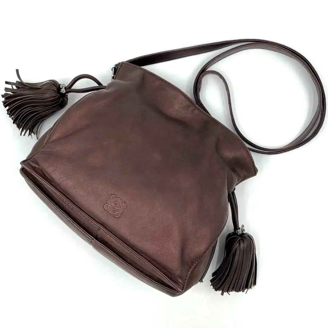 Loewe Flamenco Drawstring Shoulder Bag 2way Tassel Crossbody
