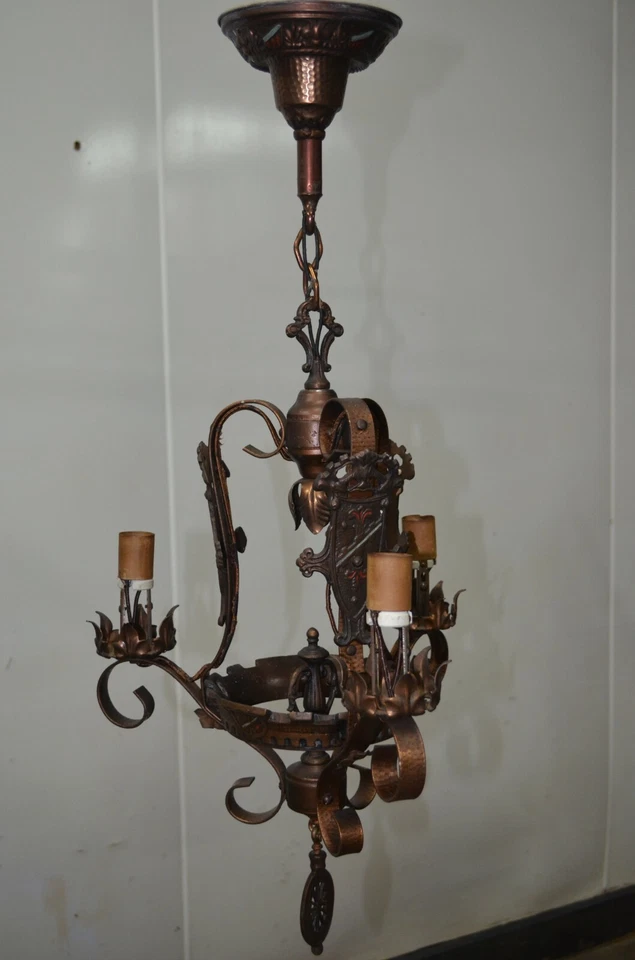 Lámpara de araña colgante de hierro forjado gótico medieval para reparación "5" Foto 3 de 4