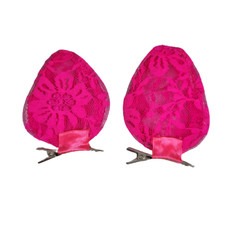 Pink Lace Pig Ears Hair Clips