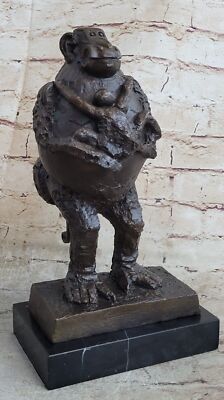 Rare Monkey Business Mother Baby Chimp Jungle Collector Bronze Marble Figure
