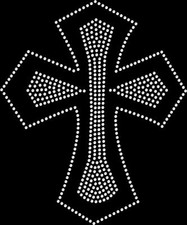 Rhinestone Bling Sparkle Iron On Transfer DIY Christian Cross Clear Crystal
