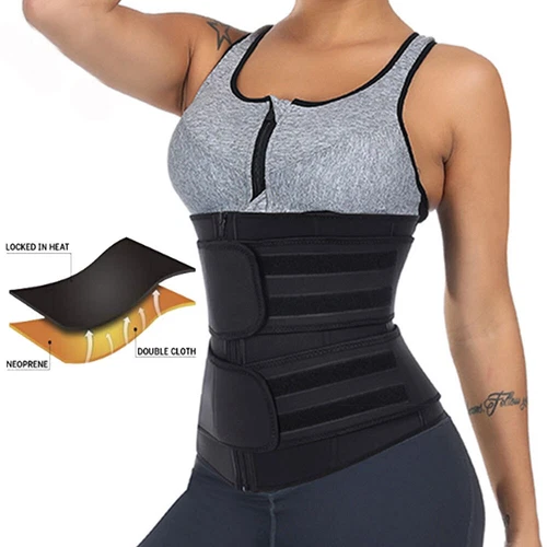 Women's Sports & Fitness Sweat Waist Trainer Body Shaper Tummy Control Belt Gym - Picture 9 of 24
