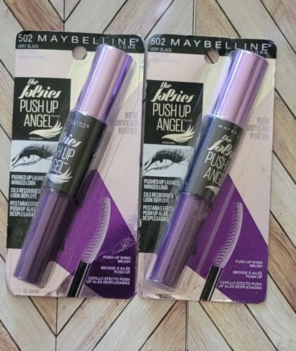 2 MAYBELLINE THE FALSIES PUSH UP ANGEL MASCARA 502 VERY BLACK - Picture 1 of 3