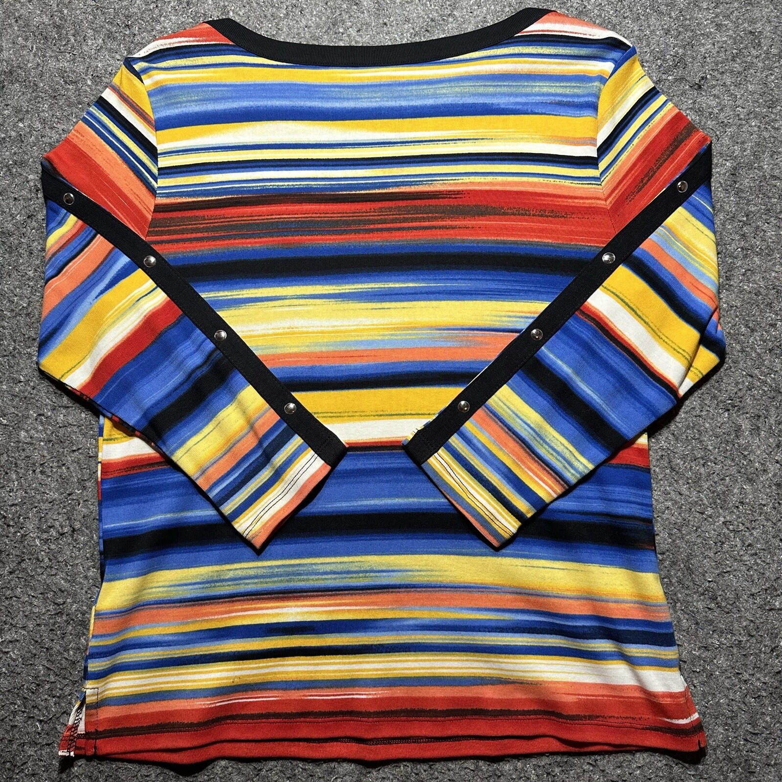 Rafaella Women's Size PM Striped Multicolor 3/4 Sleeve Pullover Top