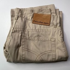 Calvin Klein Straight Denim Jeans Mens Size 28 Waist Beige Casual Style Fashion