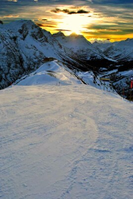Sonnenuntergang Lech Zurs am Arlberg Ski Österreichische Alpen Österreich Berg Fotodruck