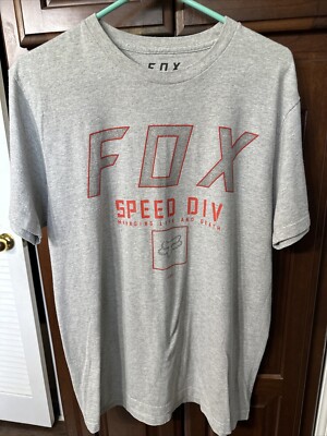 Fox Shirt Adult Medium Gray Spell Out Logo Speed Division Preppy Tech TruDri Men