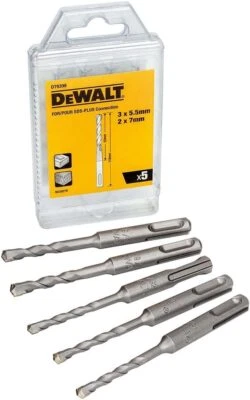 Dewalt 5 Piece SDS Plus 110mm Drill Bit Set 3 x 5.5mm & 2 x 7mm DT9398
