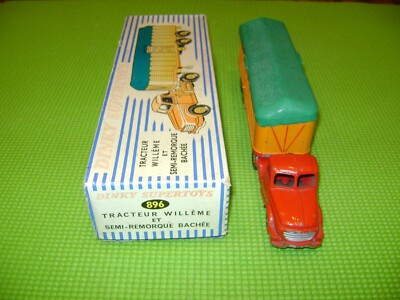DINKY SUPERTOYS : 896 TRACTEUR WILLEME SEMI REMORQUE BÂCHéE