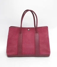 Authentic Hermes Garden Party MM Canvas Leather Tote Bag  #39974