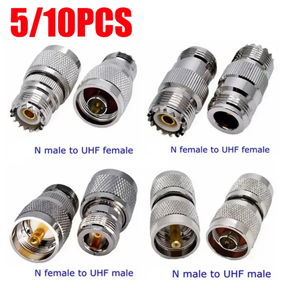 N Type to UHF SO239 PL259 Male Female RF Coaxial Coax Adapter Connector 5/10PC - Image 3 of 4