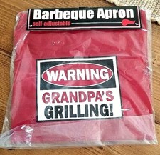 NEW Barbeque BBQ Apron Adjustable Red WARNING GRANDPA'S GRILLING Father's Day