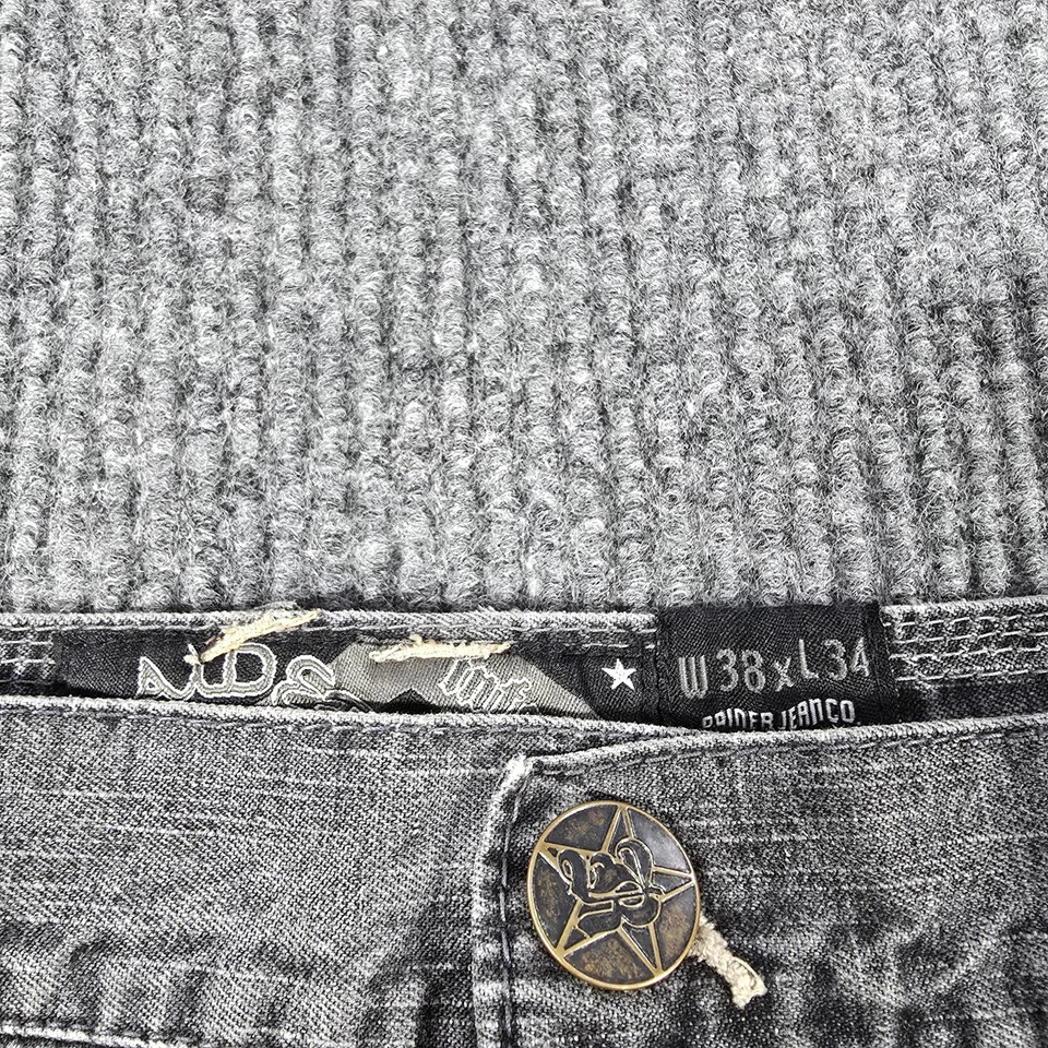 Pantalones de mezclilla holgados Raider para hombre 38x34 infames de pierna ancha bordados vintage Y2K Foto 4 de 4